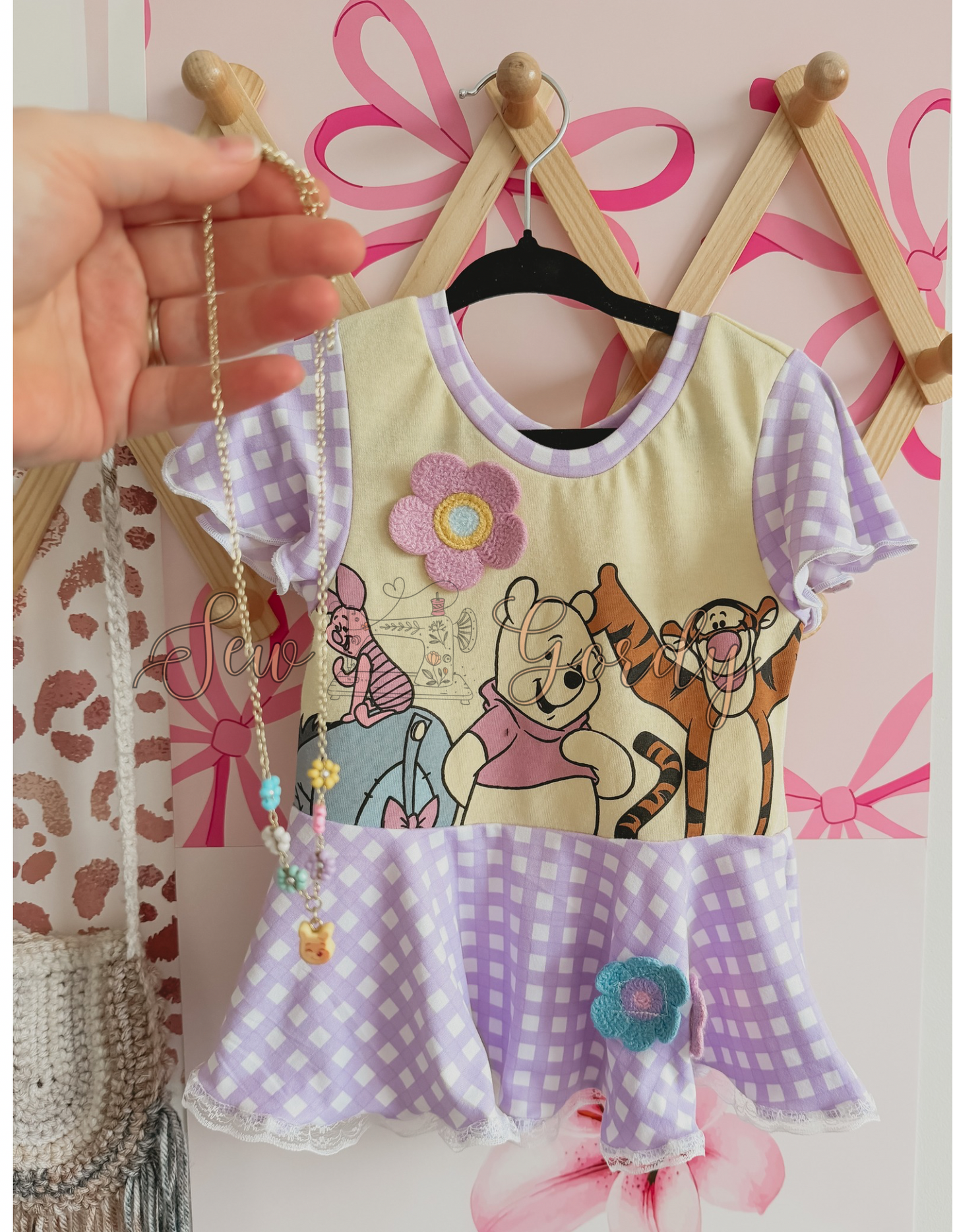 3T Bear Peplum with Necklace